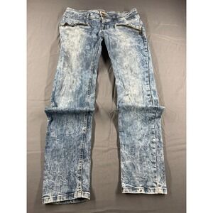 Fishbone Jeans Womens 33 Acid Wash Straight Leg Zipper Pockets Y2K Grunge